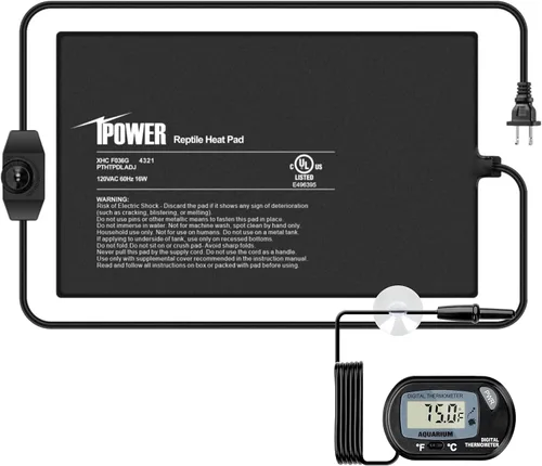 Miniatura 3 de iPower Almohadilla de calor para reptiles de 8W bajo el tanque, calentador de terrario para tortugas, lagartos, ranas y otros animales pequeños