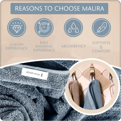 Miniatura 4 de MAURA Basics - Toallas de baño de 100 % algodón turco con bucles de gancho. Juego de toallas de felpa absorbentes de lujo extra grandes para baño