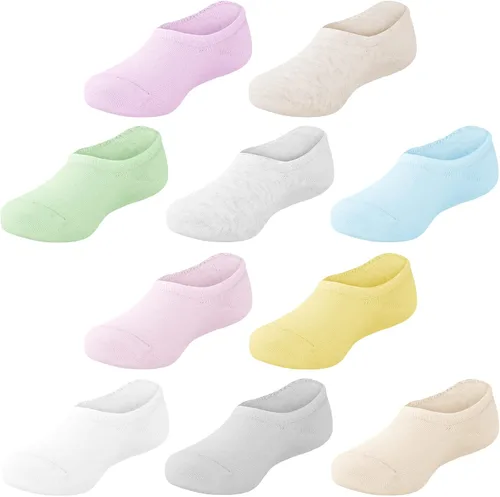 Miniatura 20 de Witwot 10 pares de calcetines invisibles para niños y niñas, antideslizantes, de corte bajo, calcetines tobilleros
