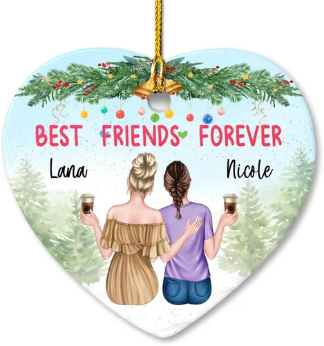 Miniatura 9 de Adorno Personalizado de Mejor Amiga - No Son Hermanas por Sangre Adornos de Cerámica Adornos de Amistad Regalos para Mejor Amiga BFF Hermana