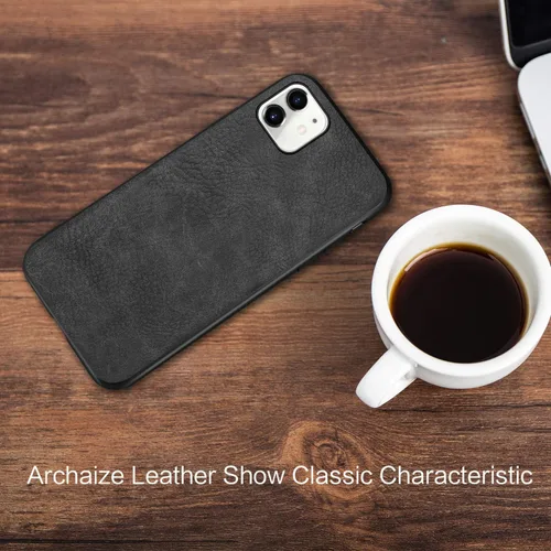 Miniatura 3 de Funda para iPhone 11, delgada de piel sintética vintage a prueba de golpes, ligera, de alta calidad, suave, TPU, carcasa protectora híbrida de PC