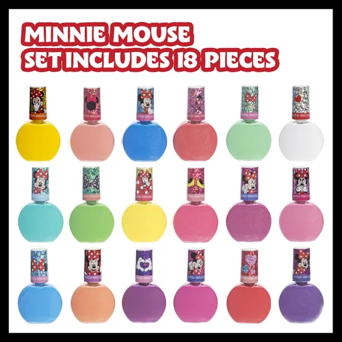 Miniatura 2 de Townley Girl Disney Minnie Mouse - Juego de 18 esmaltes de uñas despegables para niñas, colores brillantes y opacos, perfecto para cumpleaños de 3