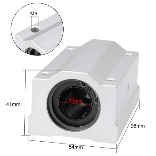 Miniatura 2 de uxcell SCS20LUU Unidades de bloque deslizante de rodamientos de bolas lineales extra largas, diámetro de diámetro de 0.787 in, 1 unidad