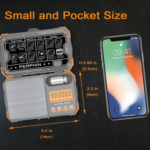 Miniatura 6 de Báscula de bolsillo, alimentación dual, báscula de gramos de precisión con estuche con cremallera, báscula digital para monedas pequeñas, gran