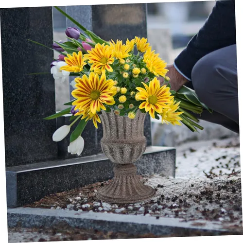 Miniatura 4 de Soporte de escritorio para jarrón conmemorativo de cementerio, soporte de escritorio, jarra de agua, tumba, florero, urna, urna de hierro, maceta