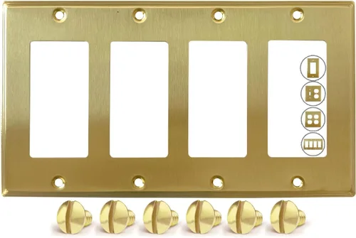 Miniatura 19 de Rio Salto BRASS - Placa de pared moderna de metal dorado para interruptor de luz o cubierta de enchufe, placa de pared para receptáculo individual