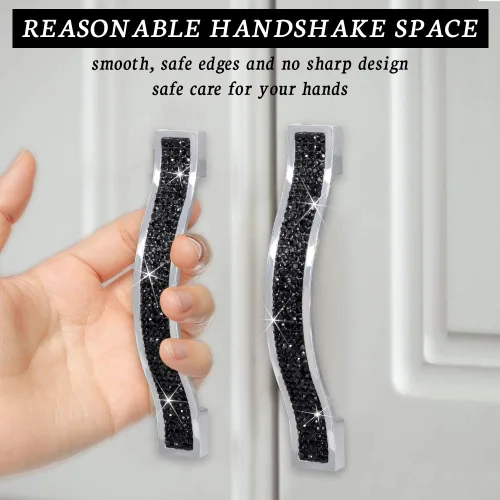 Miniatura 2 de SAVORI Tiradores para Cajones con Manija de Cristal Brillante, para Cajones, Alacena, Armario, Closet, Guardarropa, Puerta de Mueble, Manija Moderna