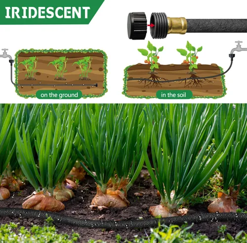 Miniatura 3 de Paquete de 4 mangueras de remojo para jardín de 10 pies, mangueras cortas de 40 pies, manguera de jardín de goma para riego, sistema de mangueras