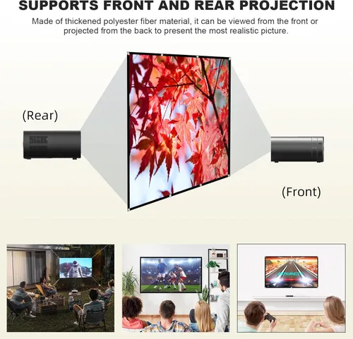 Miniatura 8 de Pantalla de proyector plegable de 60 pulgadas, XINLEMY 4K 16:9 HD, pantalla de proyección portátil de cine de doble cara para cine en casa, patio