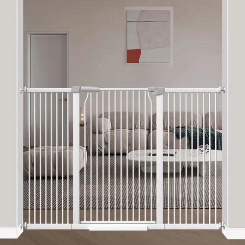 Miniatura 26 de Puerta de bebé extra alta de 40.5 pulgadas para puertas, puerta extra ancha para mascotas de 40.6 a 49.1 pulgadas, sin taladro, barrera de espacio