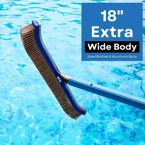 Miniatura 2 de Aquatix Pro Cabezal de cepillo de piscina, resistente de 18 pulgadas para limpiar paredes y pisos, cerdas de acero inoxidable, parte trasera