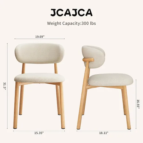 Miniatura 2 de Juego de 4 sillas de comedor de cocina modernas de lino suave estilo granja con patas de metal, color beige/original 18 pulgadas beige/lino original