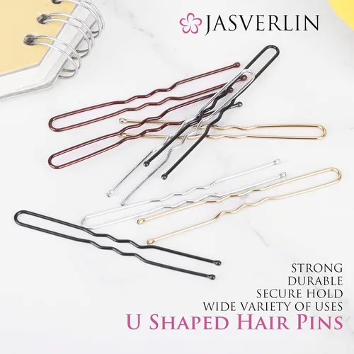 Miniatura 3 de JASVERLIN Horquillas en forma de U plateadas, horquilla para moño, para mujer, larga y grande, blanco, para ballet, danza, boda, contenedor de 2.4