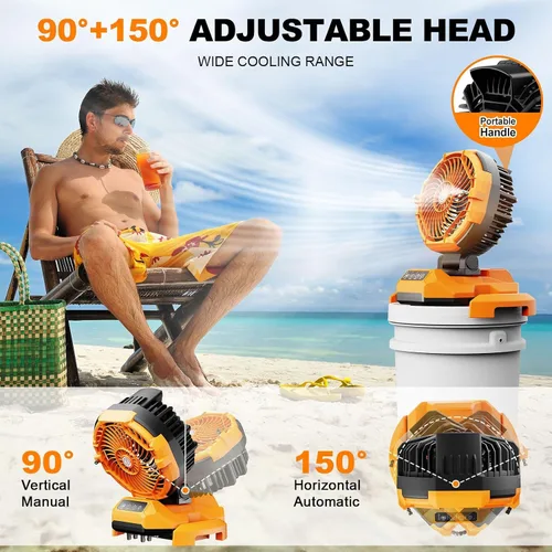 Miniatura 6 de Ventilador de nebulización portátil, ventilador de refrigeración oscilante recargable de 30000 mAh, ventiladores de exterior para campamento, patio
