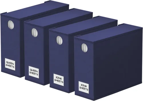 Miniatura 8 de SpaceAid Paquete de 4 organizadores de sábanas y almacenamiento, organizador de sábanas plegable para armario de lino, juego de sábanas con ventana