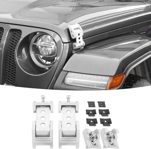Miniatura 10 de Juego de pestillo de capó de acero inoxidable Compatible con Jeep Wrangler JK JKU 2007-2018/para Jeep Wrangler JL JLU 2018-2025 y Jeep Gladiator JT