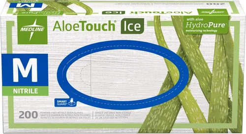 Miniatura 2 de Medline AloeTouch - Guantes de examen de nitrilo de hielo, 200 unidades, medianos, sin polvo, desechables, suavizan las manos, resistentes al