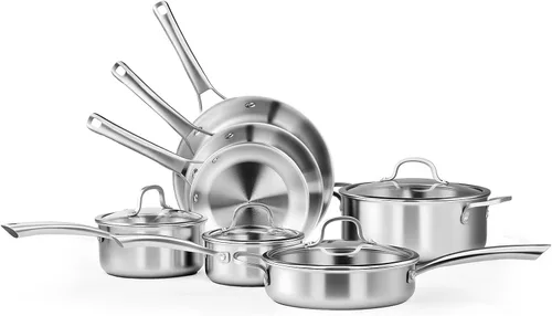 Miniatura 9 de Bonnlo Juego de utensilios de cocina de 3 piezas, juego de sartenes de acero inoxidable de 3 capas, juego de cocina no tóxico, apto para horno