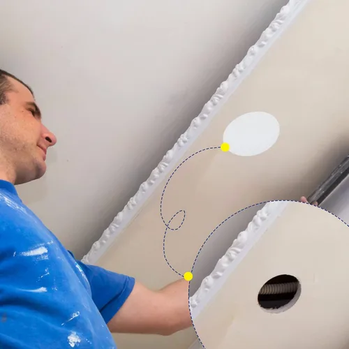 Miniatura 6 de Sosation 6 piezas de placa de techo cubierta de agujero de pared, placa plana de plástico en blanco con 48 piezas de cinta adhesiva de doble cara