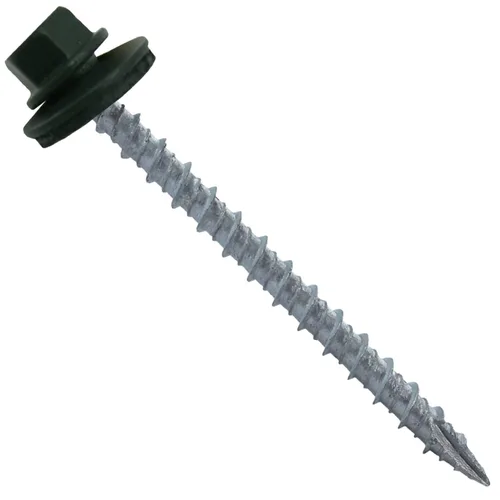 Miniatura 47 de 10 tornillos para techos de metal gris ABC de 2-1/2 pulgadas, cabezal de arandela hexagonal, arranque automático/roscado, arandela EPDM. 1 bolsa