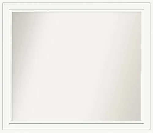 Amanti Art Espejo de baño blanco para sobre el fregadero, 32 x 37 pulgadas, espejo rectangular blanco artesano, marco de madera casual grande, se