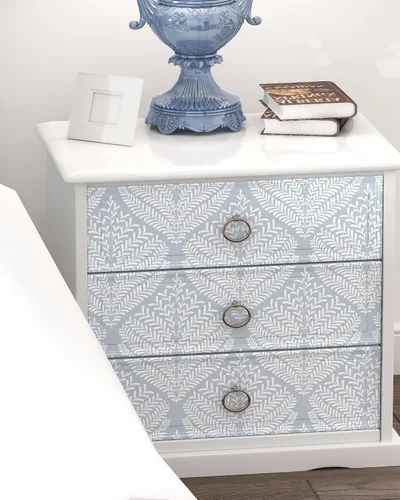 Miniatura 7 de Papel Tapiz Moderno Despegar y Pegar Azul y Blanco 17.3"x78.7" Papel de Contacto Autoadhesivo Removible Papel Tapiz Boho Hoja Geométrico Decorativo