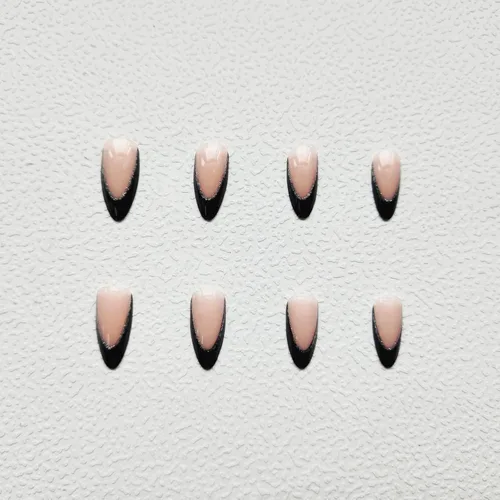 Miniatura 2 de Uñas postizas a presión con punta francesa, uñas postizas de almendra, cobertura completa, uñas artificiales brillantes, uñas acrílicas medianas