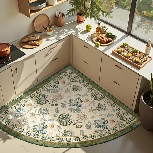 Miniatura 204 de Jinchan Fiora - Alfombra redonda de 8 pies, alfombras vintage con diseño floral envejecido, lavable a máquina, antideslizante, de pelo bajo, Azul