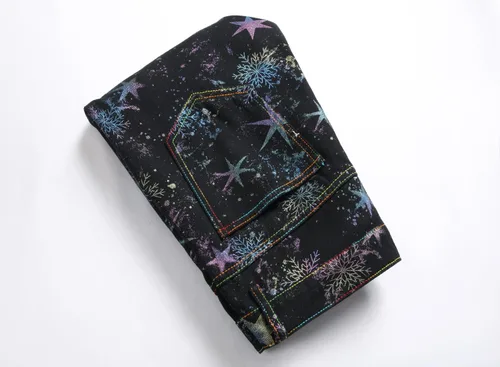Miniatura 22 de Baylvn - Pantalones de mezclilla entallados y estampados para hombre con corte recto