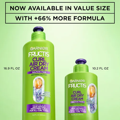 Miniatura 14 de Garnier Fructis Air Dry Cream XL - Acondicionador sin enjuague y set de gel hidratante Flexi Hold Curls, definición de rizos, control de humedad