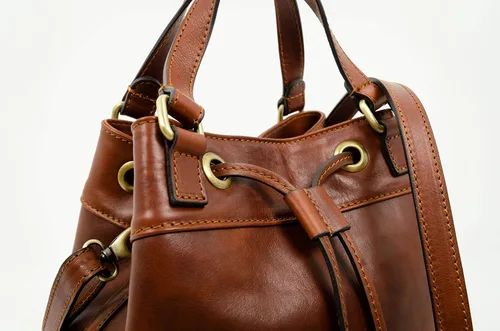 Miniatura 7 de Time Resistance Bolso cubo de cuero de grano completo de cuero real para mujer