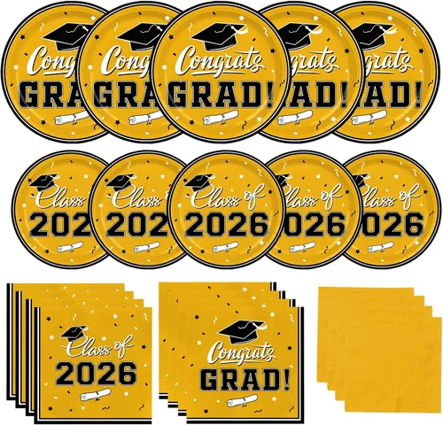Miniatura 7 de Platos y servilletas de fiesta de graduación Gatherfun 2022 suministros para fiesta de graduación, platos de papel desechables granate, servilletas
