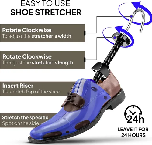Miniatura 22 de HOUNDSBAY Ensanchadores de zapatos de plástico y madera, ampliador de zapatos ajustable para hombres y mujeres