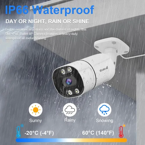 Miniatura 8 de JideTech Cámara bala IP PoE de 5MP para exteriores, visión nocturna IR/color de 120 pies, audio de 2 vías, detección de vehículos y humanos AI
