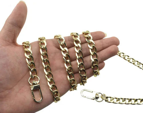 Miniatura 44 de HAHIYO Correa metálica de cadena para bolso de 43.3' de oro para bolso cruzado, bandolera y bolso de mano, cómoda y plana de 0.4' de ancho, extra