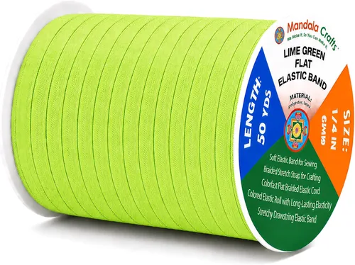 Miniatura 34 de Mandala Crafts - Rollo de cordón elástico plano para costura y manualidades Blanco