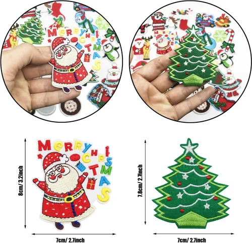Miniatura 4 de Woohome 27 calcomanías bordadas para planchar de Feliz Navidad para manualidades, costura, ropa y regalos de Navidad