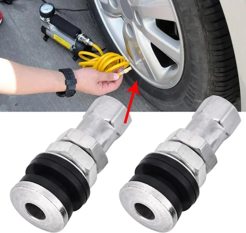 Miniatura 7 de 10Pack Metal Valve Stems TR161 Car Truck Bolt in Tire Tyre Valve Short Stems with Dust Cap Black for ATV Car Go-Kart Boat Trailer Motorcycle