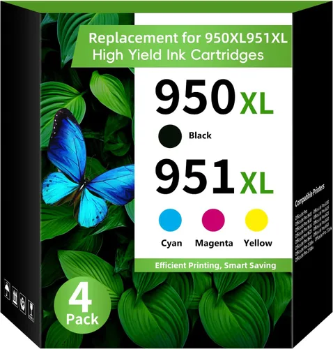 Paquete combinado de cartuchos de tinta 950XL y 951XL (paquete de 4, BK, CMY) de repuesto para cartuchos de tinta HP 950 951, paquete combinado para