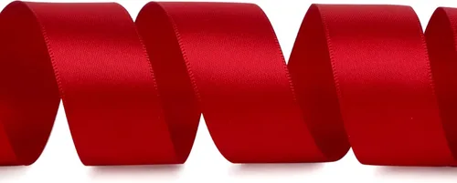 Miniatura 2 de Ribbli - Cinta de satén roja de doble cara, 1 pulgada x 25 yardas, cinta de tela para uso en ramo de lazos, envoltura de regalo de Navidad, arreglo