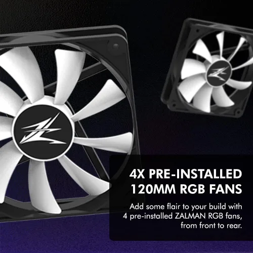 Miniatura 4 de Zalman i3 NEO Carcasa de PC ATX de Torre Media, 4 ventiladores RGB fijos preinstalados para alto rendimiento de flujo de aire, puerta oscilante