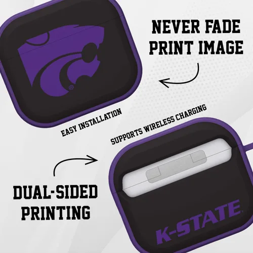 Miniatura 2 de Affinity Bands Kansas State Wildcats HDX Case Cover Compatible with Apple AirPods Gen 1 & 2 (Paint Stripe)