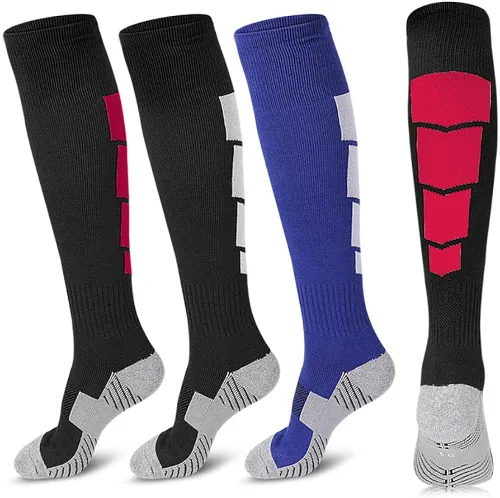 Miniatura 2 de 3 pares de calcetines de fútbol calcetines deportivos hasta la rodilla calcetines deportivos de compresión para hombres y mujeres para correr
