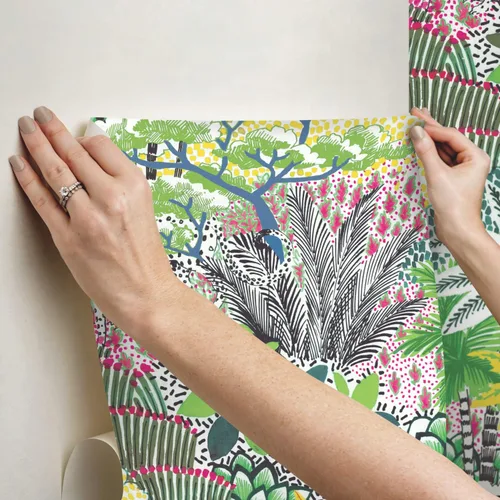 Miniatura 6 de RoomMates Tamara Day RMK12532RL - Papel tapiz autoadhesivo amarillo Jungle Vibe