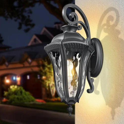 Miniatura 15 de Lámparas de pared para exteriores, faroles de pared exterior impermeables con vidrio ondulado Waer, apliques exteriores, luces de porche delantero