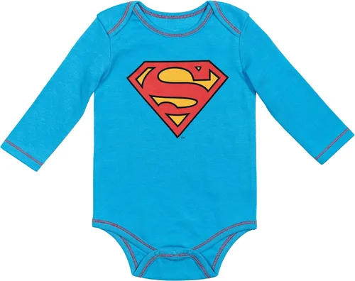 Miniatura 4 de WARNER BROS. Liga de la Justicia Superman Batman Flash Baby, paquete de 3 mamelucos de manga larga