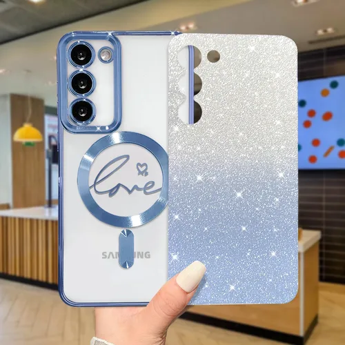 Miniatura 287 de ZONRW - Funda para Samsung Galaxy S22 Ultra magnética, para mujeres y niñas, cubierta trasera suave, lujosa, con corazón de amor, bling, degradado