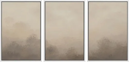 Miniatura 659 de SIGNWIN Lienzo enmarcado para pared, arte con pinceladas de flujo neutro en tonos beige abstractos, ilustraciones, arte moderno, decorativo