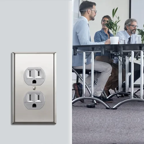 Miniatura 7 de ENERLITES Placa de pared de metal dúplex para receptáculos, cubierta de salida de acero inoxidable, resistente a la corrosión, tamaño de 1 banda