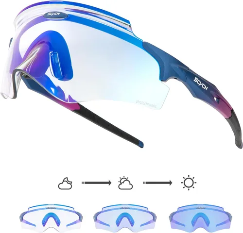SCVCN Gafas de sol de ciclismo fotocromáticas para hombres y mujeres, gafas de sol deportivas HD MTB para montar en bicicleta de montaña